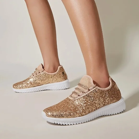 Fashion Glitter Sneakers for Womens Silp On Running Shoes Lightweigt - Picture 2 of 11
